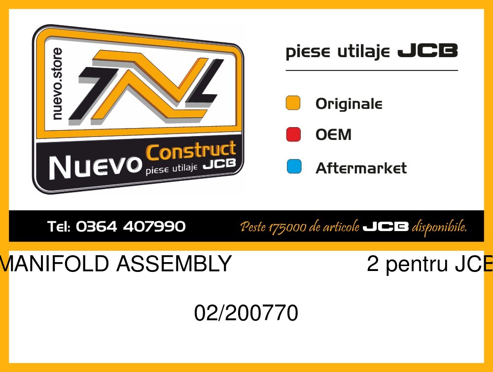 JCB 02/200770 MANIFOLD ASSEMBLY 2