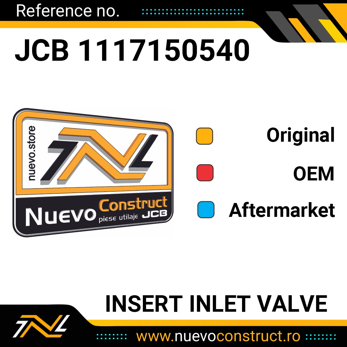 JCB 1117150540 INSERT INLET VALVE