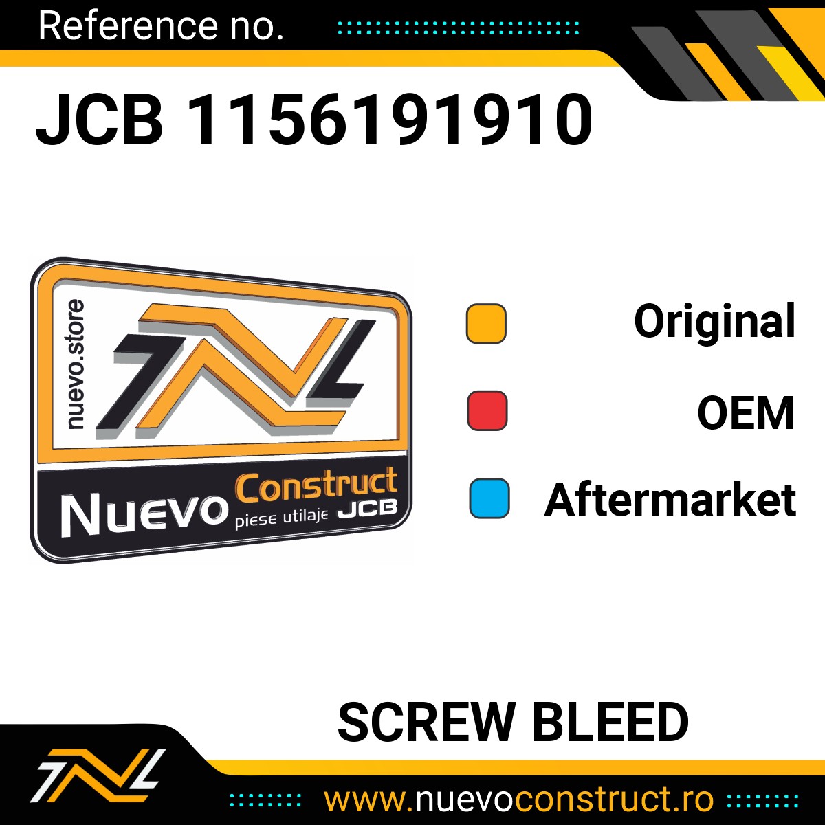 JCB 1156191910 SCREW BLEED