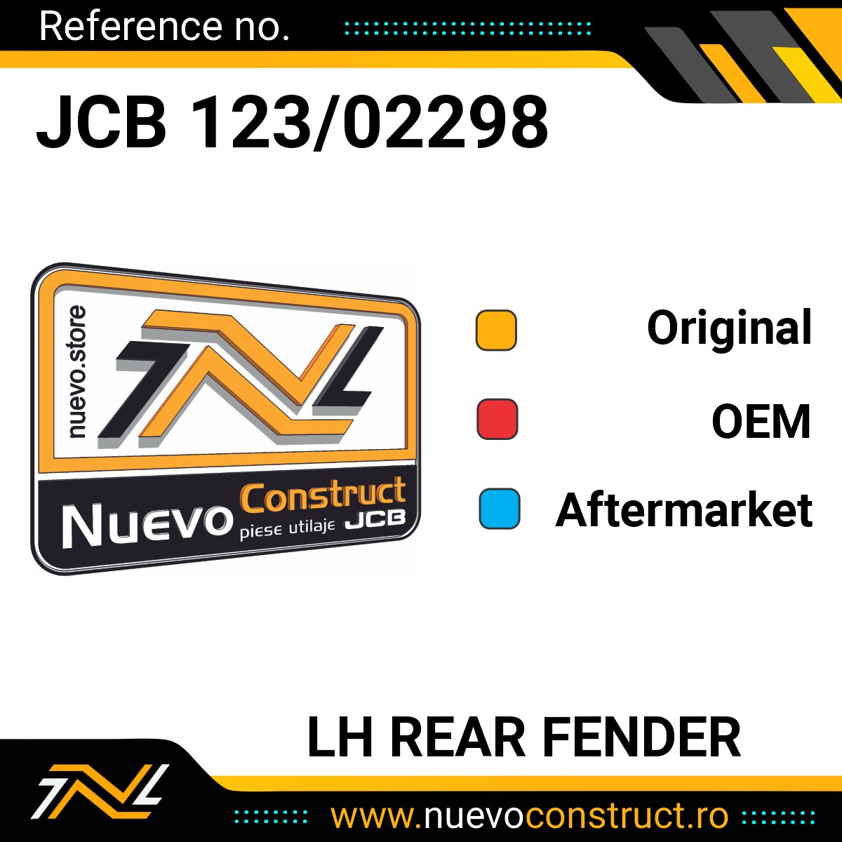 JCB 123/02298 LH REAR FENDER