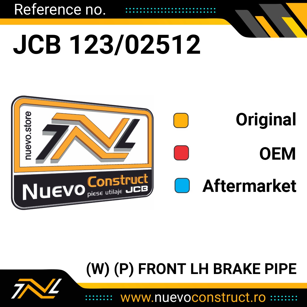 JCB 123/02512 (W) (P) FRONT LH BRAKE PIPE