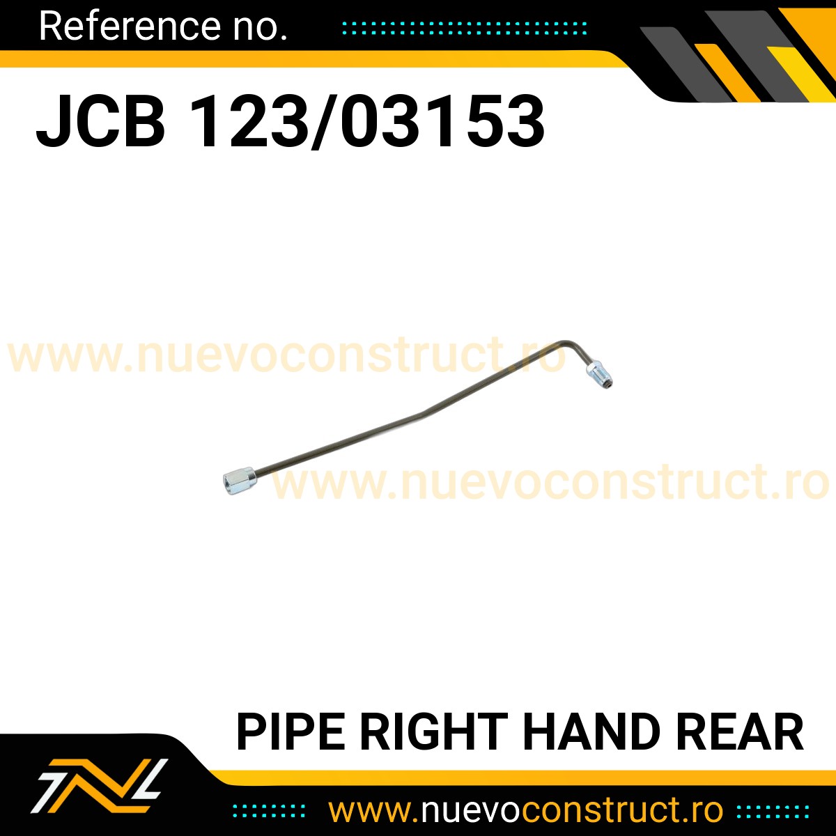 JCB 123/03153 PIPE, RIGHT HAND REAR