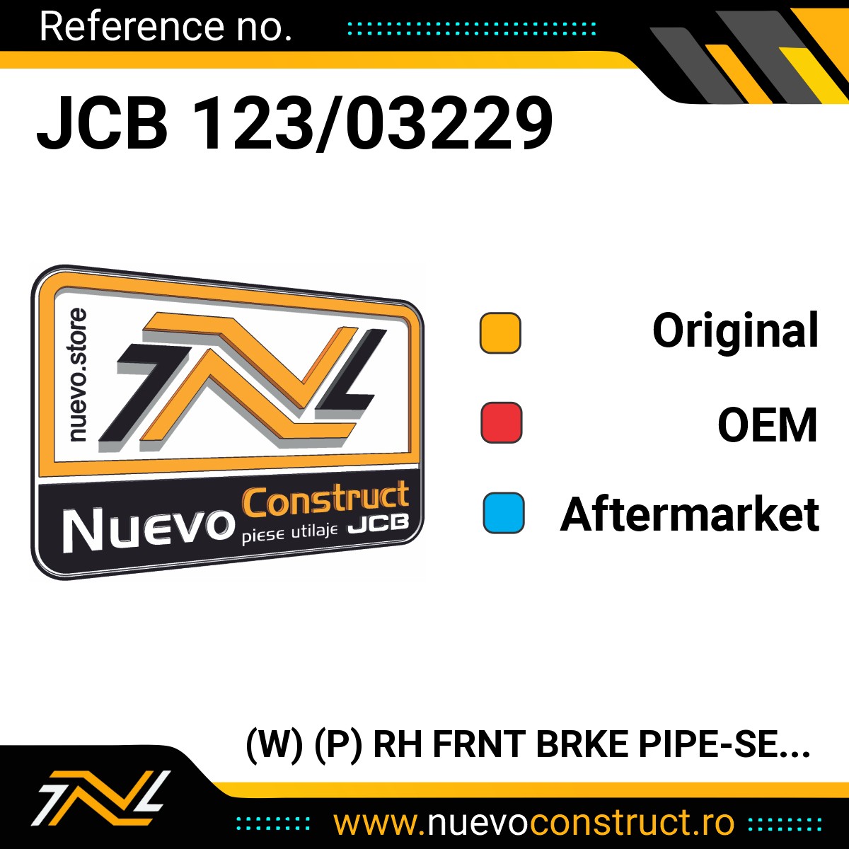 JCB 123/03229 (W) (P) RH FRNT BRKE PIPE-SERVO