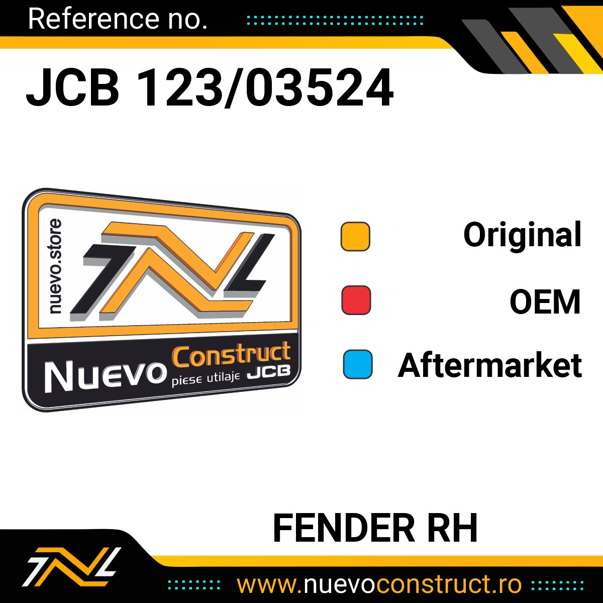 JCB 123/03524 FENDER RH
