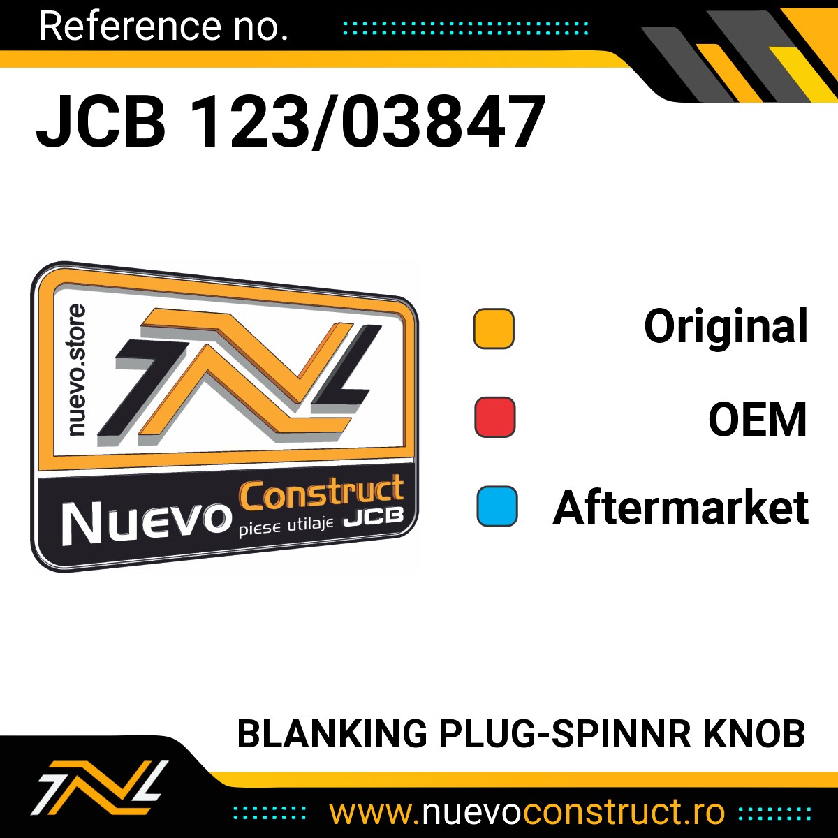 JCB 123/03847 BLANKING PLUG-SPINNR KNOB