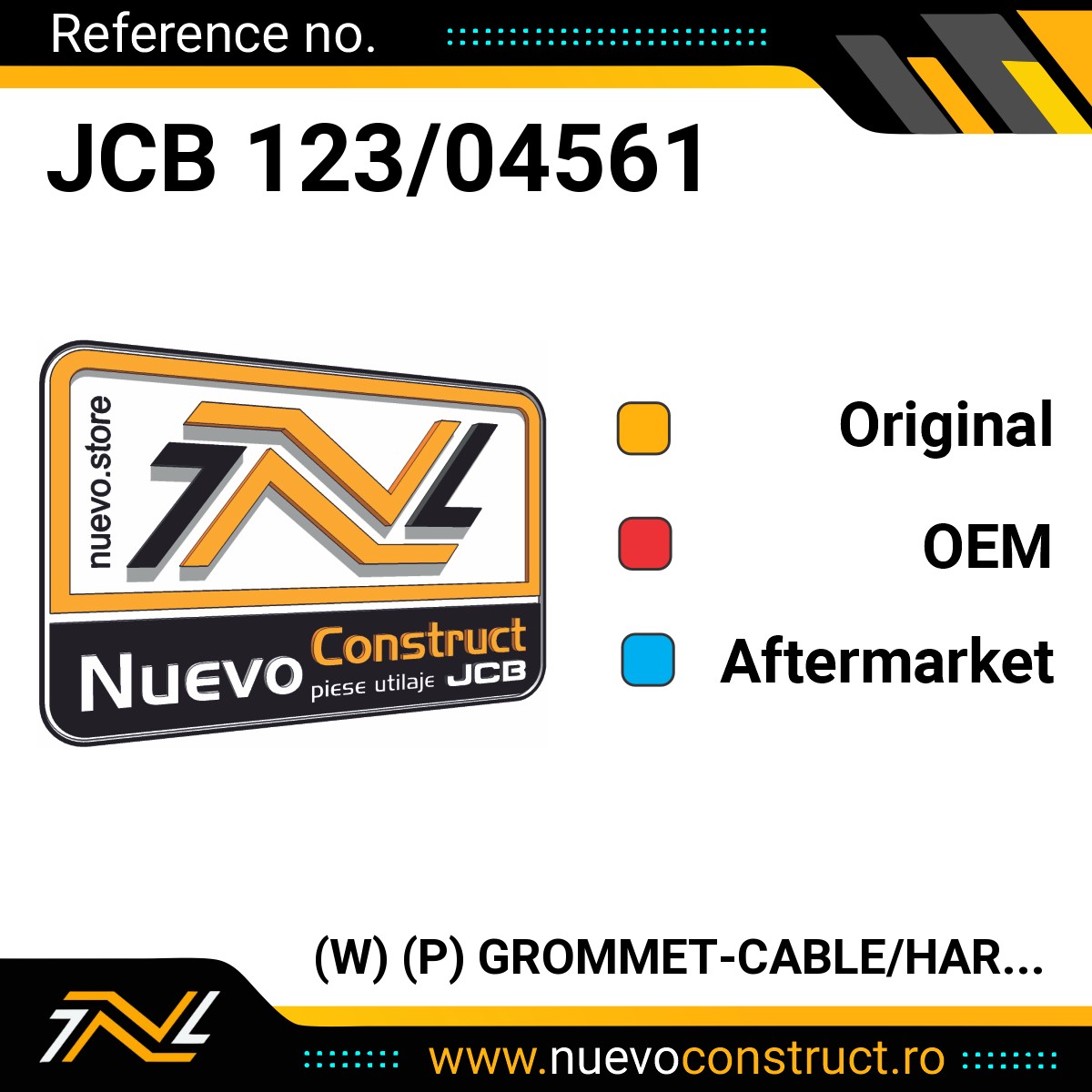 JCB 123/04561 (W) (P) GROMMET-CABLE/HARNESS
