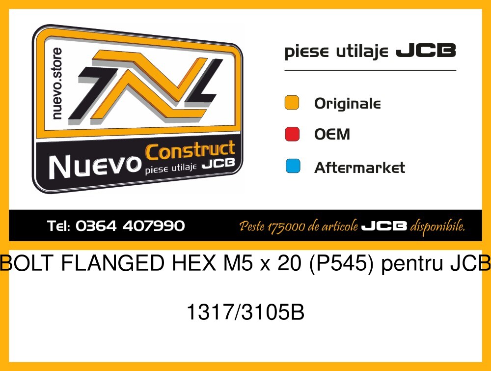 JCB 1317/3105B BOLT FLANGED HEX M5 x 20 (P545)