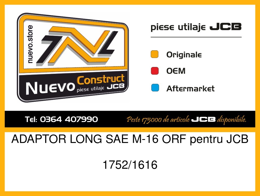 JCB 1752/1616 ADAPTOR LONG SAE M-16 ORF