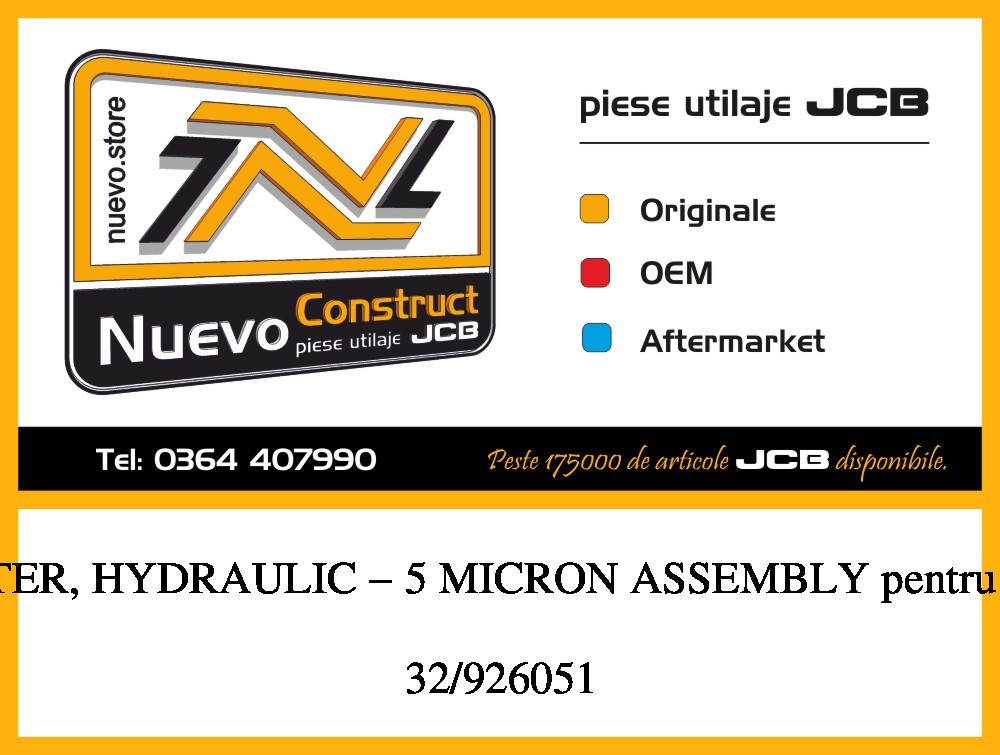 JCB 32/926051 FILTER, HYDRAULIC - 5 MICRON ASSEMBLY