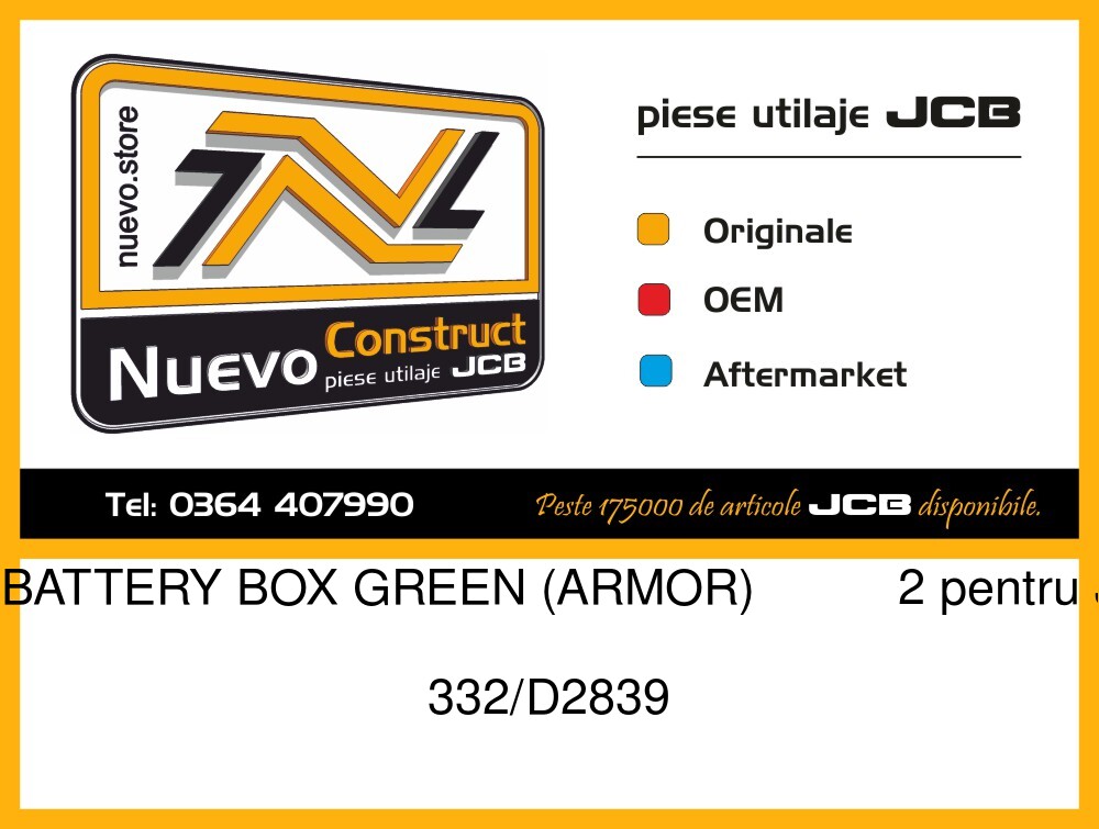 JCB 332/D2839 WA BATTERY BOX GREEN (ARMOR) 2