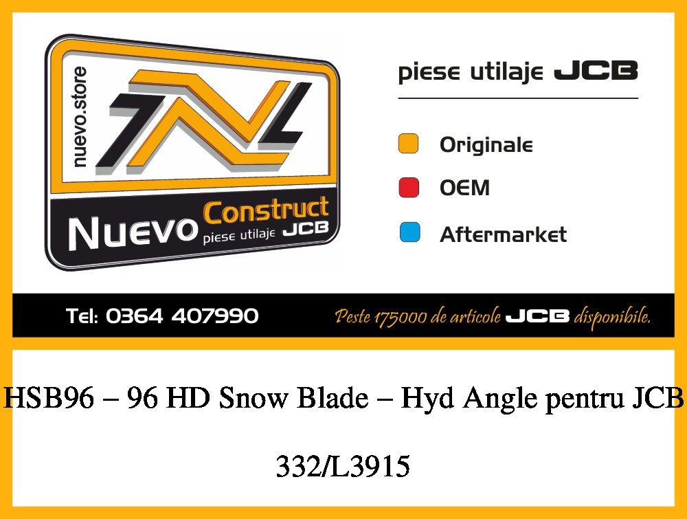 JCB 332/L3915 HSB96 - 96 HD Snow Blade - Hyd Angle