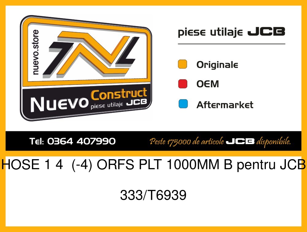 JCB 333/T6939 HOSE 1 4 (-4) ORFS PLT 1000MM B