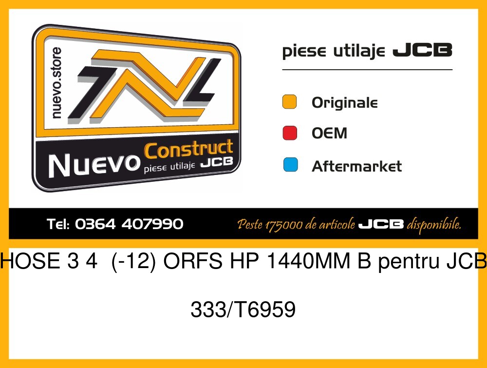 JCB 333/T6959 HOSE 3 4 (-12) ORFS HP 1440MM B