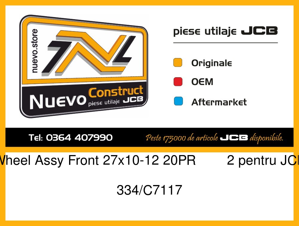 JCB 334/C7117 Wheel Assy Front 27x10-12 20PR 2