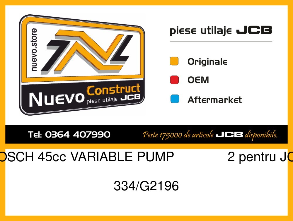 JCB 334/G2196 BOSCH 45cc VARIABLE PUMP 2