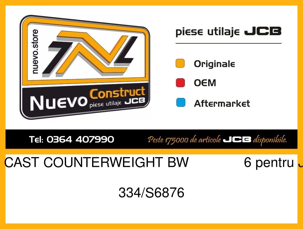 JCB 334/S6876 MC CAST COUNTERWEIGHT BW 6
