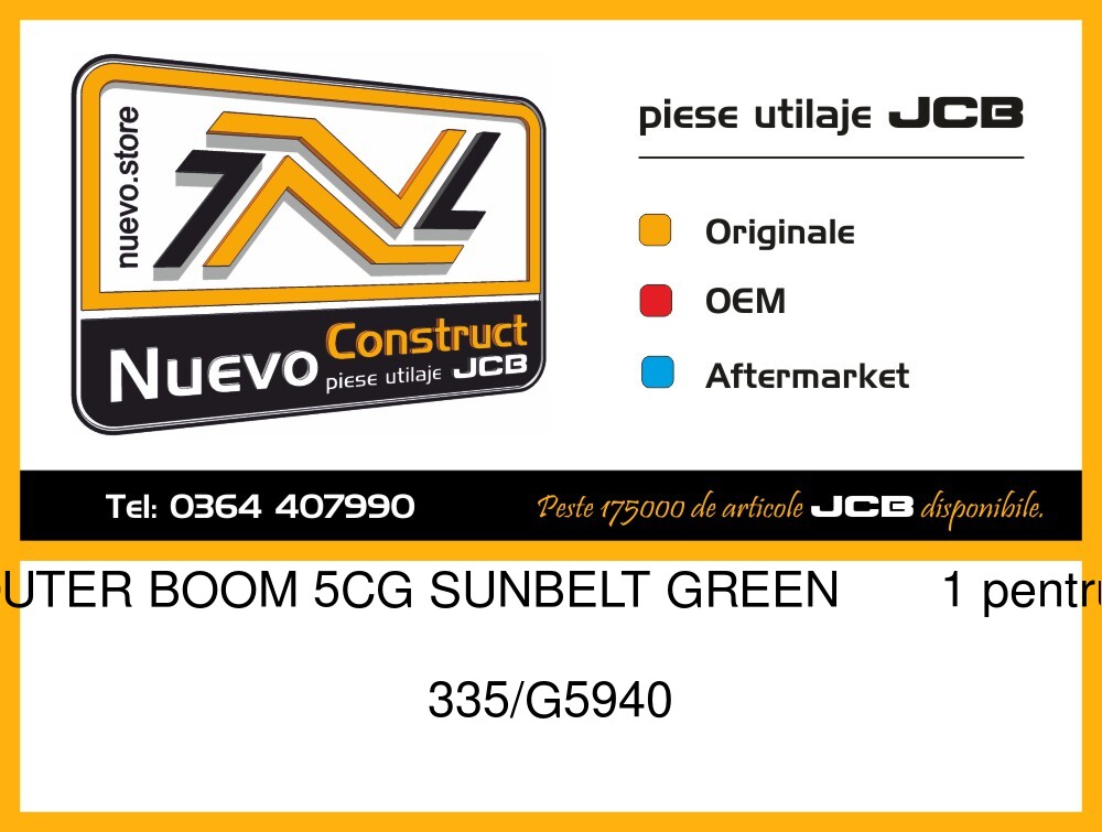 JCB 335/G5940 WA OUTER BOOM 5CG SUNBELT GREEN 1