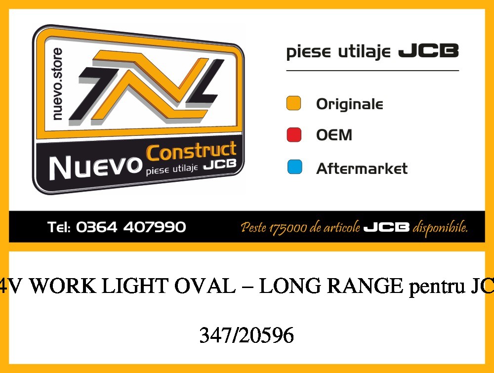 JCB 347/20596 24V WORK LIGHT OVAL - LONG RANGE