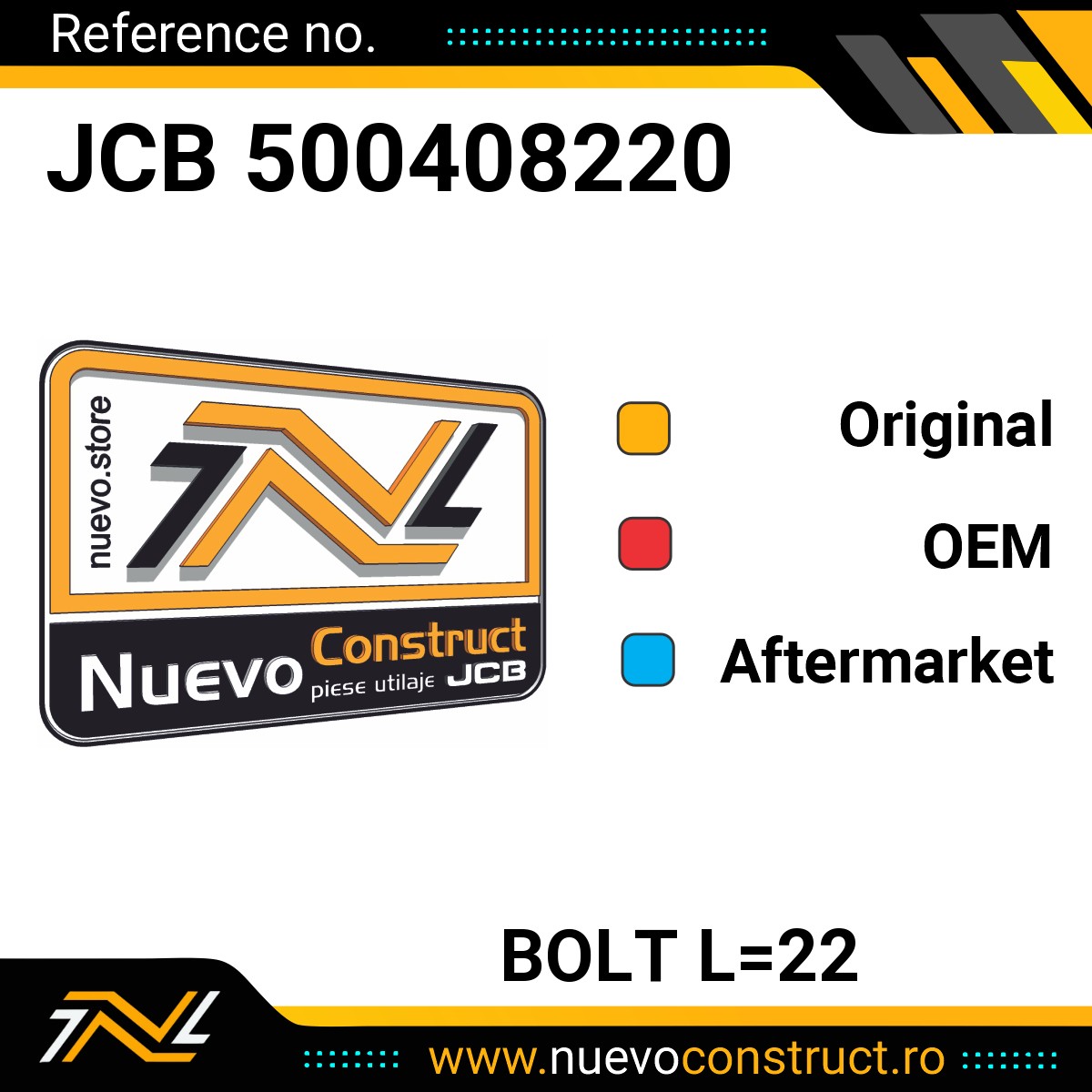 JCB 500408220 BOLT L=22