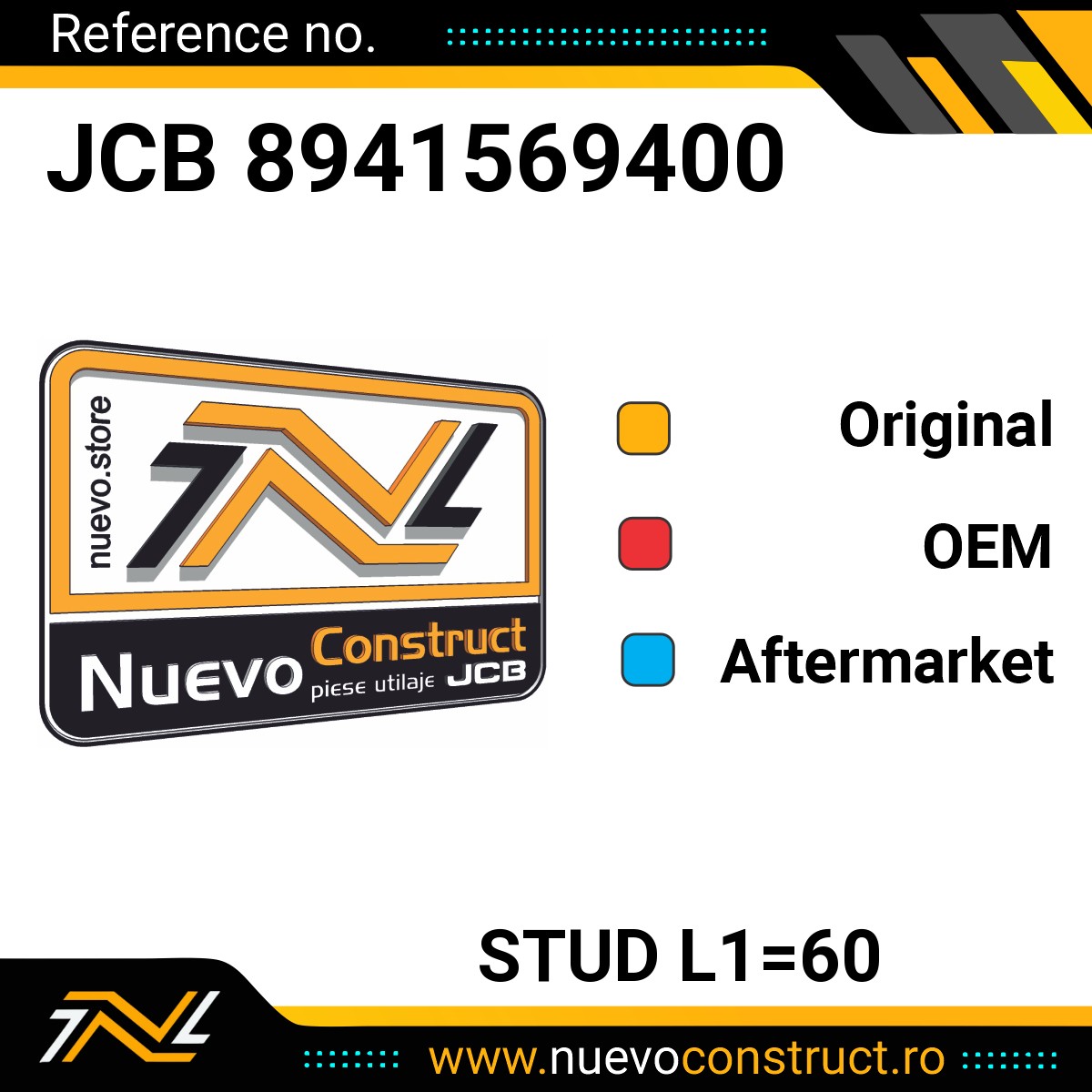 JCB 8941569400 STUD L1=60