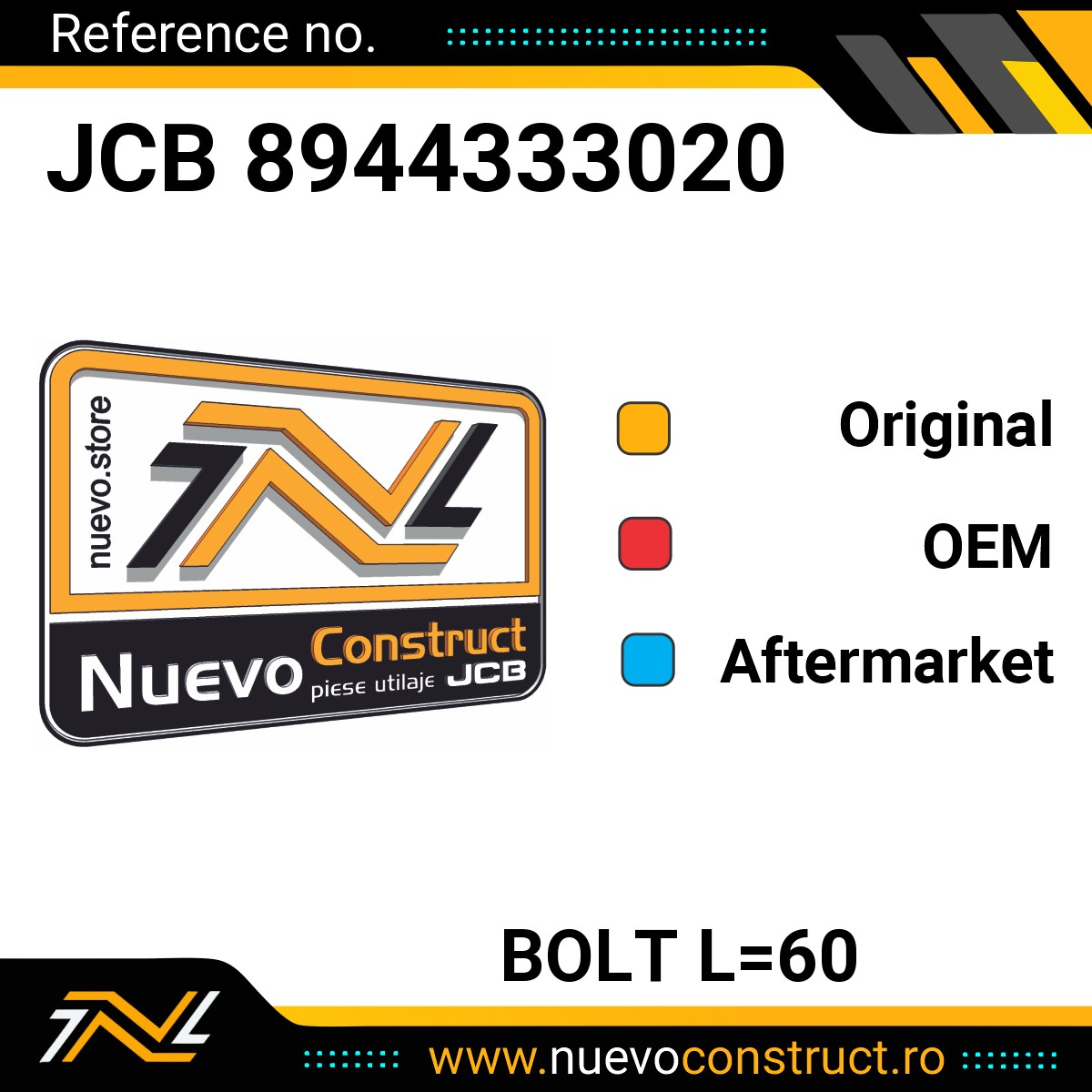JCB 8944333020 Bolt L=60