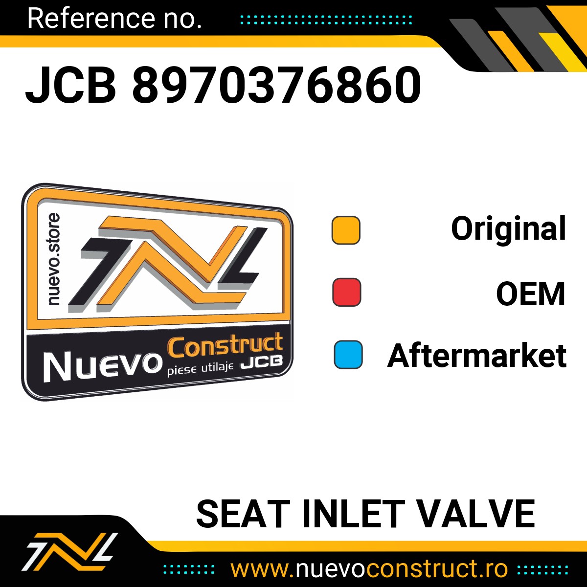 JCB 8970376860 SEAT INLET VALVE