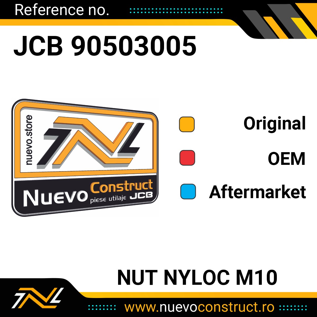 JCB 90503005 Nut Nyloc M10