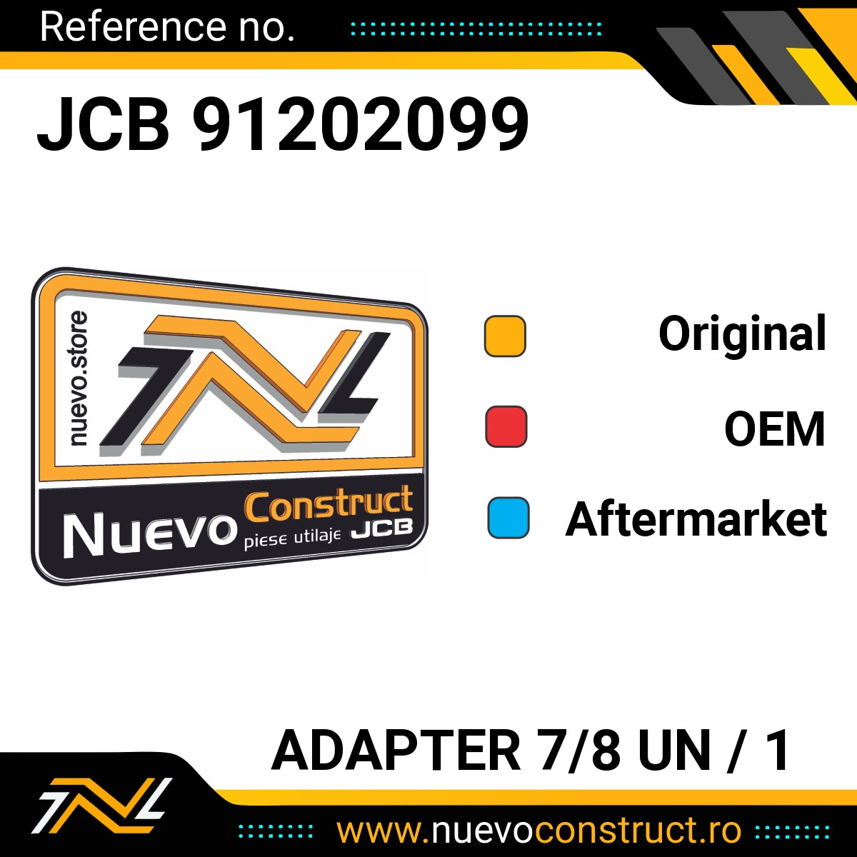 JCB 91202099 Adapter 7/8 UN / 1