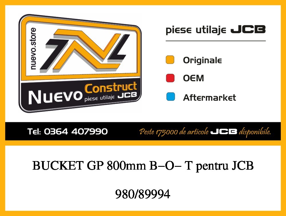 JCB 980/89994 BUCKET GP 800mm B-O- T