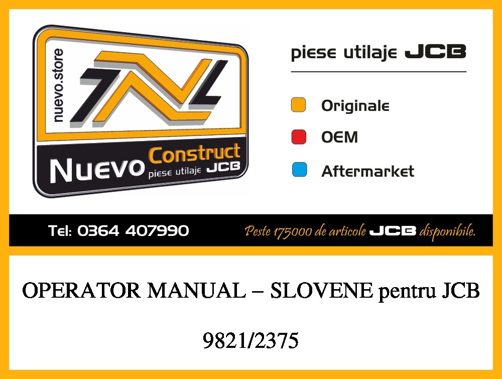 JCB 9821/2375 OPERATOR MANUAL - SLOVENE