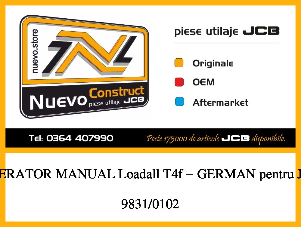 JCB 9831/0102 OPERATOR MANUAL Loadall T4f - GERMAN