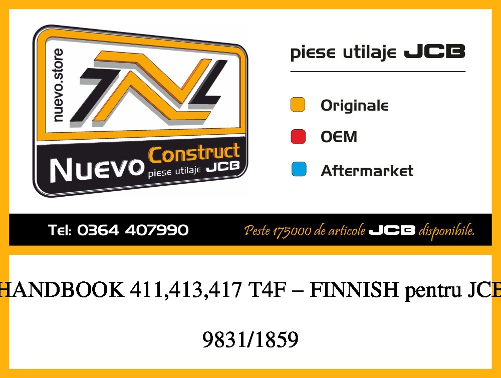 JCB 9831/1859 HANDBOOK 411,413,417 T4F - FINNISH